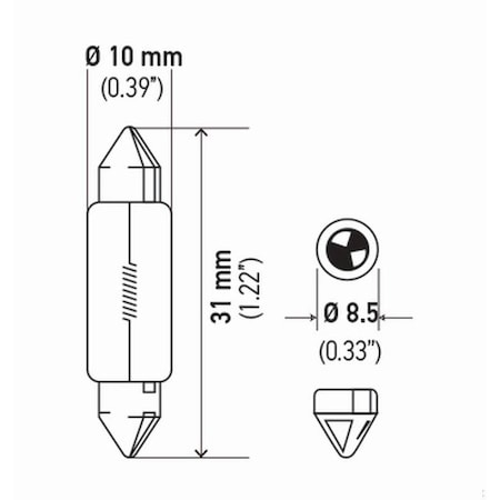 Hella Bulb 6411 12V 10W Sv8.5-8 T3.25 10X41(2) 6411TB